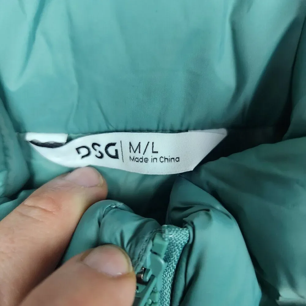 DSG Vest M/L Teal Mens Full Zip Nylon Puffer Sleeveless Jacket Used